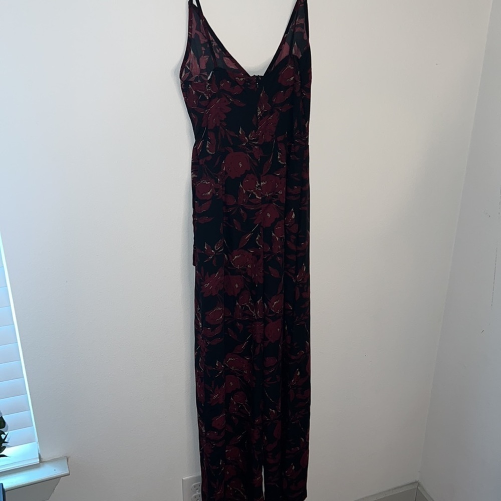 All in Favor crossed front V- neck cleavage tie front‎ back zipper jumpsuit Sz S - Picture 5 of 5